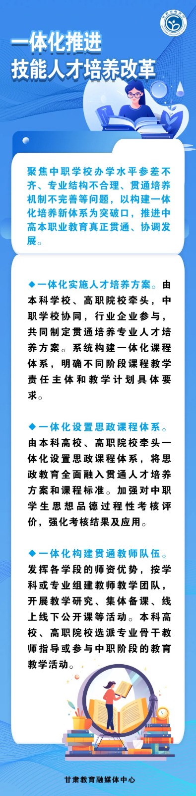 甘肃省聚焦“高质量”和“真贯通”构建职业教育一体化人才培养体系